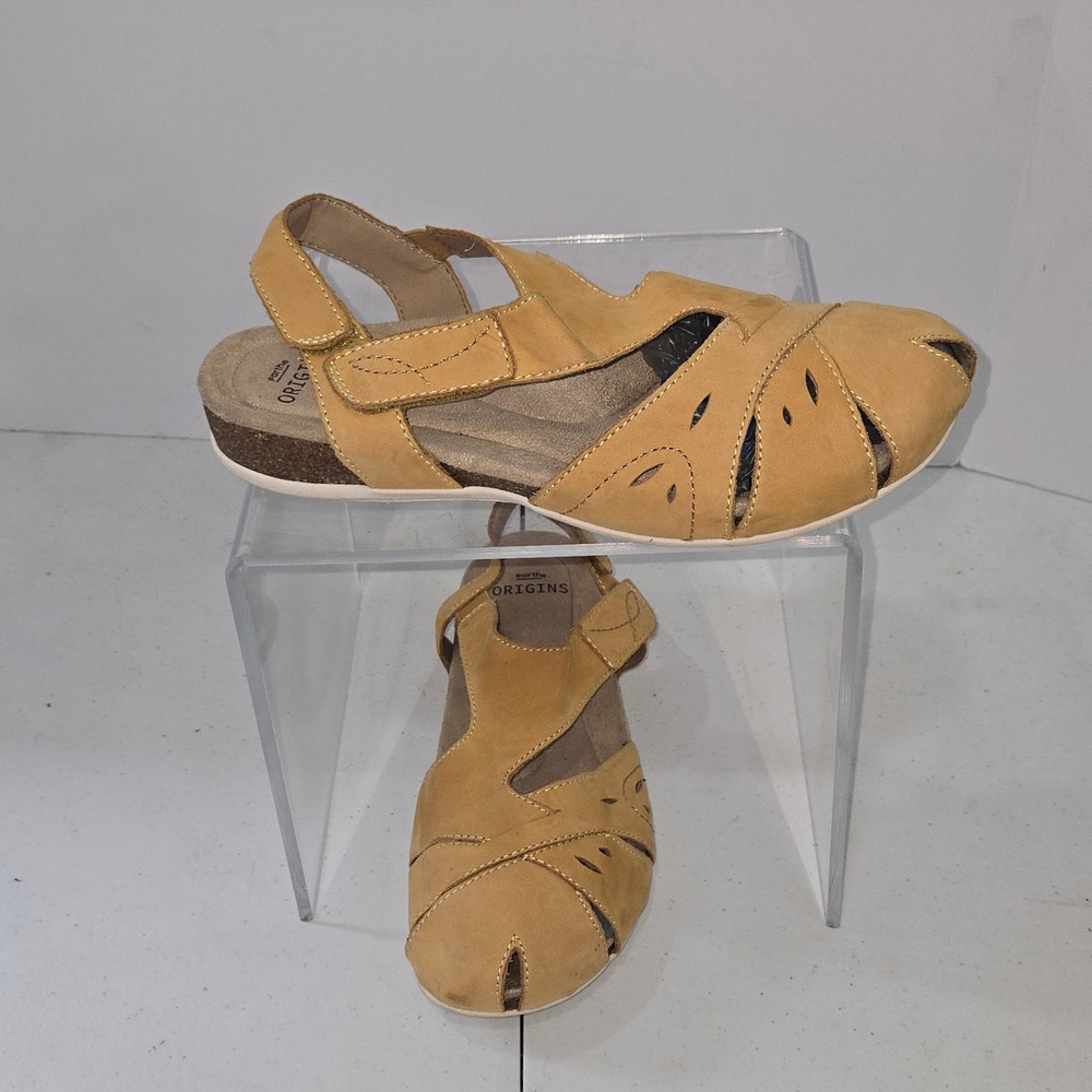Earth Origins Birdine Yellow Leather Fisherman Sandals Womens 8 M Comfort Shoes